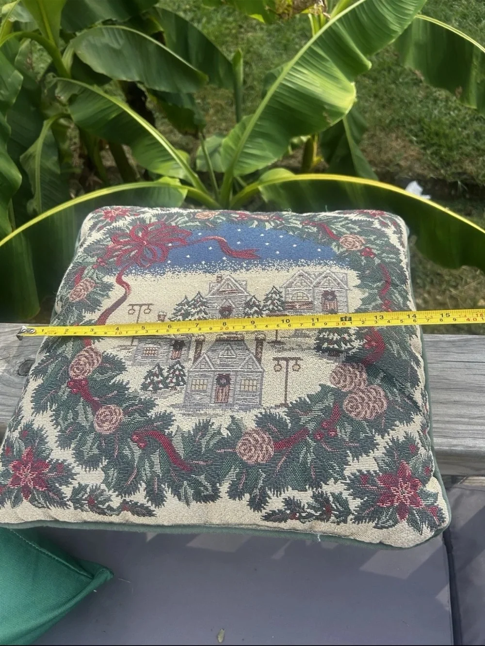 Vintage Needlepoint Christmas Tapestry Throw Pillow 14